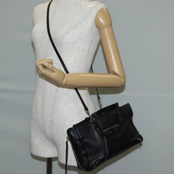 BALENCIAGA Paper Mini Hand Bag Leather 2way Black Silver 370926 Auth bs27987V - Picture 14 of 16
